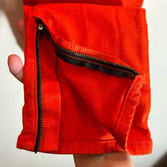 RAG & BONE Sz 31” Mid-Rise Skinny  Capri Jeans in Vibrant Orange Zipper at Hem - Picture 6 of 9